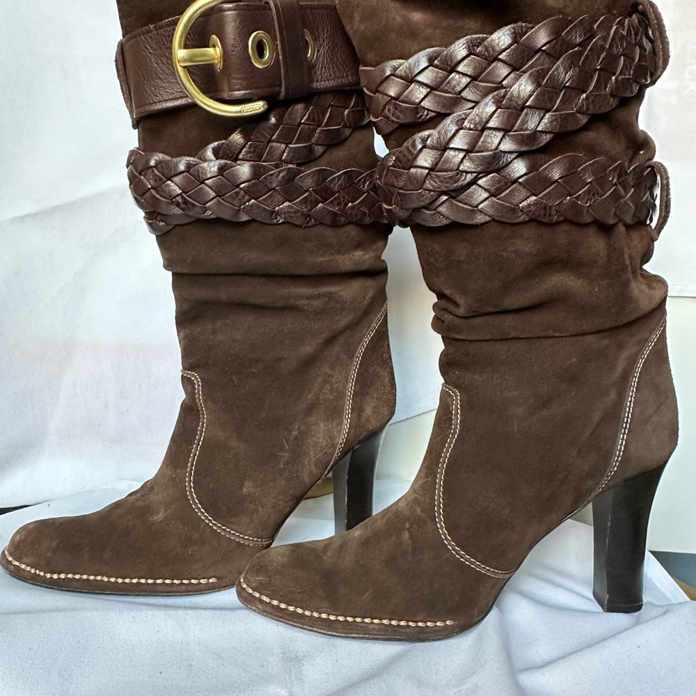 Slouchy Chocolate Brown Suede Heeled Boots